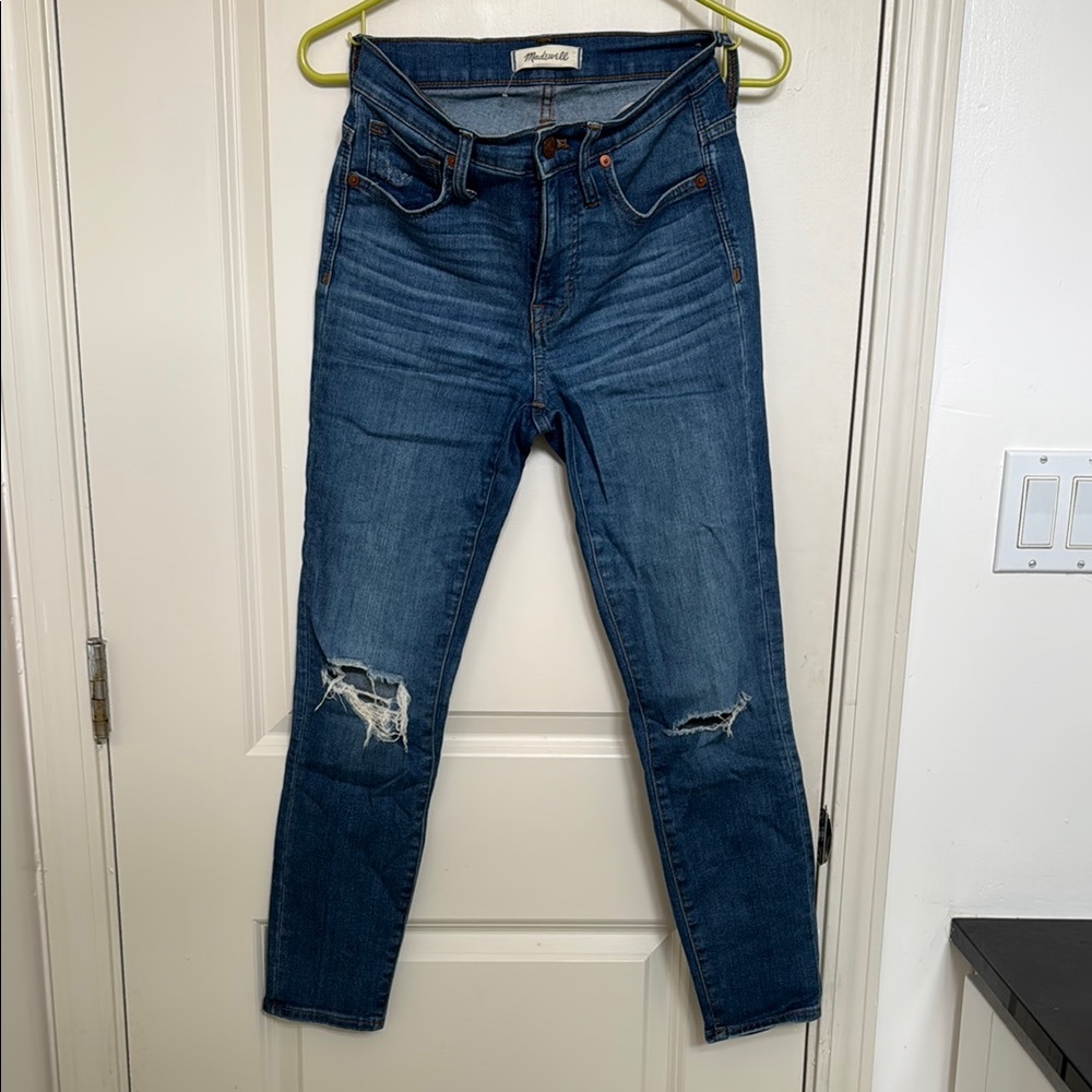 Madewell Skinny Blue Jeans with Distressed Knees